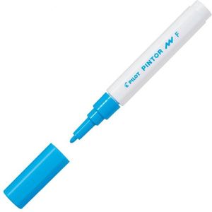 Pilot Pintor Lichtblauwe Verfstift - Fine marker met 1,0mm schrijfbreedte - Inkt op waterbasis - Dekt op elk oppervlak, zelfs de donkerste - Teken, kleur, versier, markeer, schrijf, kalligrafeer…