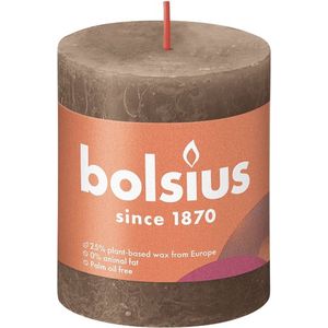 4 stuks Bolsius suede bruin rustiek stompkaarsen 80/68 (35 uur) Eco Shine Suede Brown