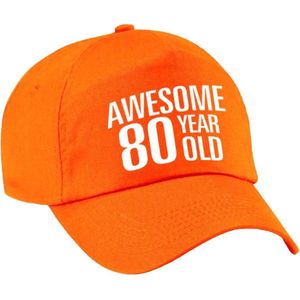 Awesome 80 year old verjaardag pet / cap oranje voor dames en heren - baseball cap - verjaardags cadeau - petten / caps