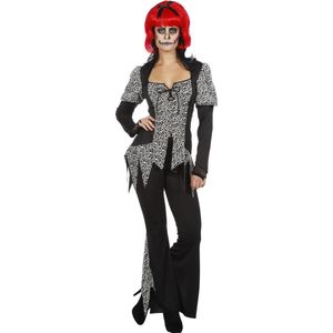 Wilbers & Wilbers - Heks & Spider Lady & Voodoo & Duistere Religie Kostuum - Zombie Heks Hertha - Vrouw - zwart,grijs - Maat 38 - Halloween - Verkleedkleding