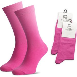 Jacob & Roy's 2 Paar Roze Sokken - Kousen - Heren & Dames - Leuke Sokken - Vrolijke Sokken - Grappige Sokken - Katoen - Maat 47-50 - Funny Socks - Gekleurde Sokken Waar Je Happy Van Wordt