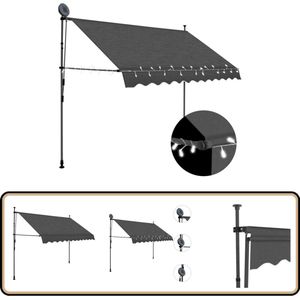 vidaXL Luifel met LED 300 cm - Antraciet Zonwering - Luifel - Buisdak - Veranda - Tuinzomer