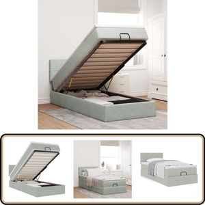 vidaXL Ottoman bed met matras 90x200cm fluweel lichtgrijs