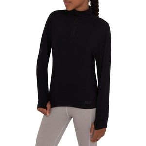 TCA Meisjes lichtgewicht Fusion QuickDry lange mouwen half-zip hardlooptop - Zwart Stealth, 8-10 jaar