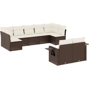 vidaXL Loungeset - 9-delig - Poly Rattan - Bruin Loungeset - Tuinset - Lounge Set - Tuinbank - Buitendining