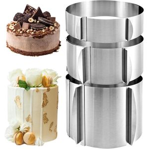 Verstelbare Bakringen - Roestvrij Staal - 3 Stuks - 15-30 cm