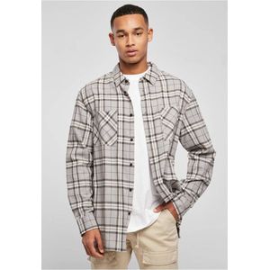 Urban Classics - Long Oversized Check Overhemd - XXL - Grijs/Zwart