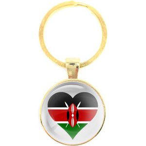 Sleutelhanger Glas - Hart Vlag Kenia