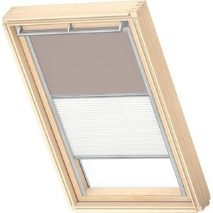 VELUX Origineel Verduisterend Rolgordijn Plus Plissé (DFD), Zilveren Kozijn, MK04, Light Taupe