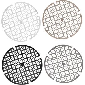 4 stuks spoelbakinzetstukken, afdruipmat, siliconen matten voor keukenspoelbak in zwart, wit, grijs en beige, 29 cm diameter, rond