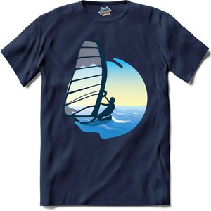 Windsurfer | Wind zeilen - Boot - Zeilboot - T-Shirt - Unisex - Navy Blue - Maat L