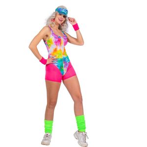 Wilbers & Wilbers - Jaren 80 & 90 Kostuum - Fitness Jaren 90 Alecia Dance - Vrouw - Roze, Multicolor - Maat 40 - Carnavalskleding - Verkleedkleding