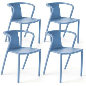 Oviala - Set van 4 blauwe plastic stoelen