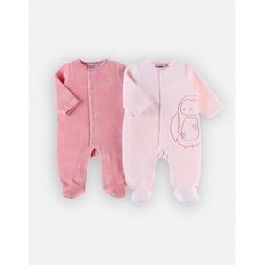 Noukie's - 2 Pack - Pyjama's - Velour - Meisje - Rose - Uiltje - 6 maand 68