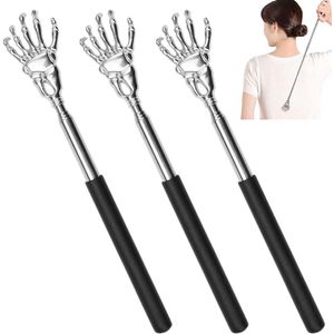 Allecto Plus - 3 Stuks Rugkrabber voor Hoofd- en Rugmassage - Uitschuifbaar van 21 cm tot 56 cm - Roestvrijstalen Telescopische Krabhand - Cadeau voor Mannen en Vrouwen