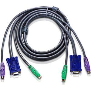 Aten - Aten 2L-5005P/C Kvm Kabel Vga Female 15-pins / 2x Ps/2-connector - Vga Male / 2x Ps/2-connector 5.0 M - 30 Dagen Niet Goed Geld Terug