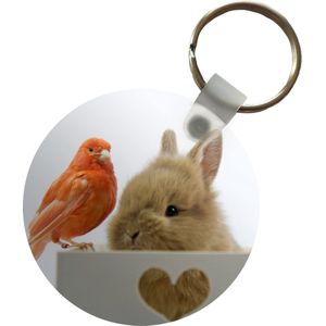 Sleutelhanger - Dieren - Konijn - Vogel - Plastic - Rond - Uitdeelcadeautjes