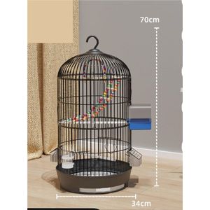 Grote Ronde Vogelkooi voor Parkieten en Papegaaien - Smeedijzeren Kooi met Haak