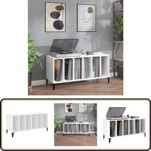 vidaXL Platenkast 100x38x48 cm bewerkt hout wit