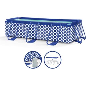 Swim Essentials Opzetzwembad - Frame Zwembad - Rechthoek - Blauw - 400 x 200 x 75 cm - met Filterpomp & Trap