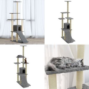 vidaXL Kattenmeubel met sisal krabpalen 155 cm lichtgrijs - Kattenmeubel - Kattenmeubelen - Krabpaal - Krab Paal