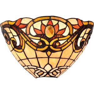 Wandlamp Tiffany 30*15*20 cm E14/max 1*40W Geel, Bruin Metaal, Glas Driehoek Art Deco Muurlamp Sfeerlamp Tiffany Lamp