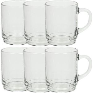 Set van 12x stuks theeglazen 250 ml van glas stapelbaar - Koffieglazen - Thee glazen