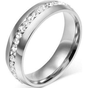 Schitterende Zirkonia Dames Ring|Volledig rondom belegd mét zirkonia|Zilver kleur 21,50 mm. Maat 68