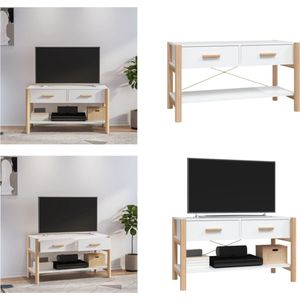 vidaXL Tv-meubel 82x38x45 cm bewerkt hout wit - Tv-kast - Tv-kasten - Tv-meubel - Tv-meubel Met LED-verlichting