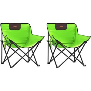 vidaXL Campingstoel - Campingstoelen - Kampeerstoel - Camping Stoel - Campingstoelen 2 st met vakje inklapbaar groen