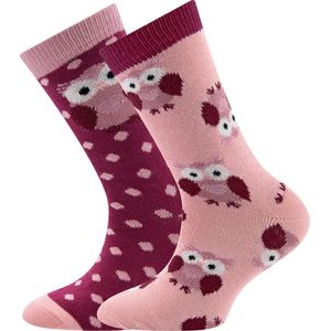 Ewers - kindersokken uilen roze - 2-pack