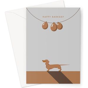 Hound & Herringbone - Rode Teckel Grote Verjaardagskaart - Red Dachshund Large Birthday Card (10 pack)