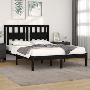 The Living Store Bed Frame - Zwart Massief Grenenhout - 195.5 x 125.5 x 31 cm - Geschikt voor 120 x 190 cm Matras (4FT Small Double)
