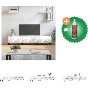 vidaXL Tv-meubel 150x36x30 cm bewerkt hout wit - Kast - Inclusief Houtreiniger en verfrisser
