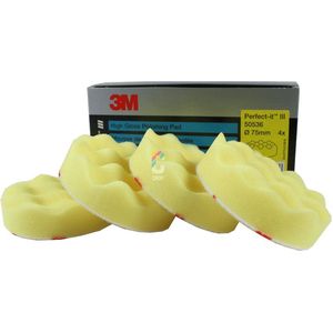 3M 50536 Perfect-It III Gewafelde Hoogglans Polijstschijf 75mm - Geel - 4 stuks