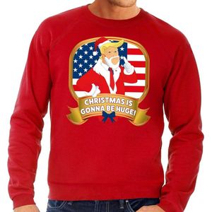 Foute kersttrui / sweater - rood - Trump Christmas is gonne be Huge heren S