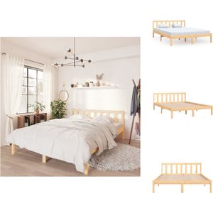 vidaXL Bedframe - Grenenhout - 140x190 cm - Stevig en duurzaam - Moderne slaapkamer - Montage vereist - Bed