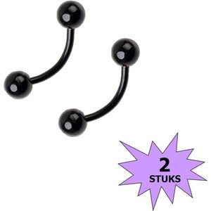 Fako Bijoux® - Wenkbrauw Piercing - 4mm - Zwart - 2 Stuks