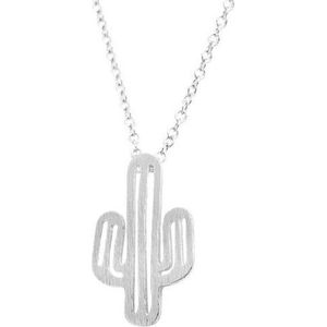 24/7 Jewelry Collection Cactus Ketting - Geborsteld - Zilverkleurig