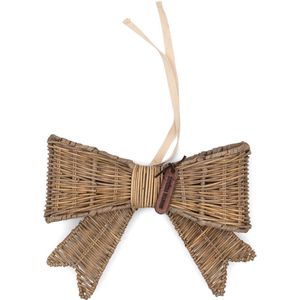 Riviera Maison Kerstbal Rattan, Kerstboomdecoratie, Kerst Ornament, kerstbal kerststrik - Rustic Rattan Jacky Bow Tree Topper - Handgevlochten Rotin, Bruin