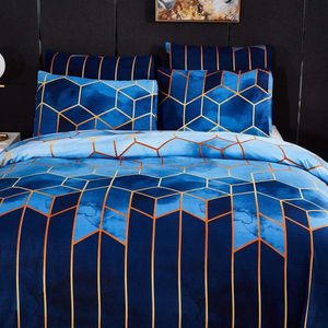 beddengoed, 4-delig, blauw, geometrisch dekbedovertrek, strepen, patroon, modern, dekbedovertrek, voor jongeren, tieners, jongens, 135 x 200 cm
