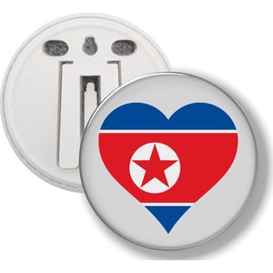 Button Met Clip - Hart Vlag Noord Korea