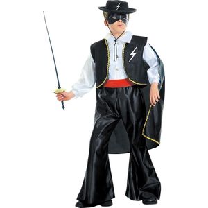 Widmann - Zorro Kostuum - Zwarte Ruiter Bandido Kostuum Jongen - Zwart - Maat 140 - Carnavalskleding - Verkleedkleding