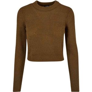 Urban Classics - Short waffle Sweater/trui - L - Olijfgroen