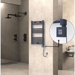 HAITI ELECT. 500x 800 zwart badkamer radiator elektrische radiator designradiator