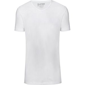 Slater 7800 - Basic Fit Extra Lang 2-pack T-shirt V-hals korte mouw wit L 100% katoen