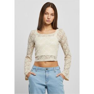 Urban Classics - Cropped Lace Longsleeve top - S - Groen