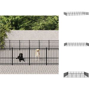 vidaXL Hondenhok XXL - Stalen Hondenkennel - 873 x 582 x 100 cm - Gepoedercoat - Zwart - Kennel