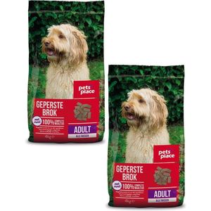 Pets Place Adult Geperste Brokken - Gevogelte&Vlees - Hondenvoer - 2 x 4 kg