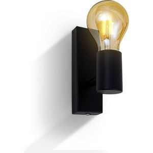 B.K.Licht - Wandlamp voor binnen - industriele - zwarte - metalen - wandlamp - netstroom - met 1 lichtpunt - draaibar - wandspots - E27 fitting - excl. lichtbron